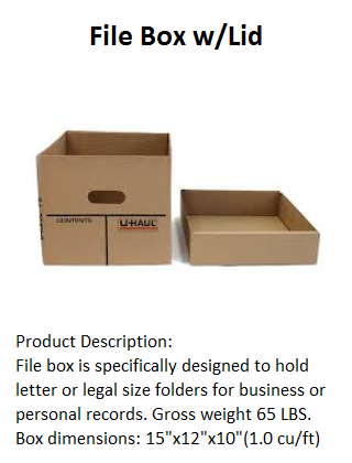 File Box w Lid, Records storage