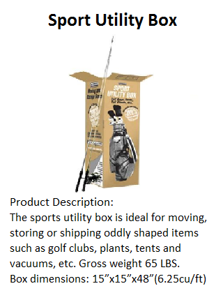 Sport Utility Box, Golf Clubs, Tents, Vacuums