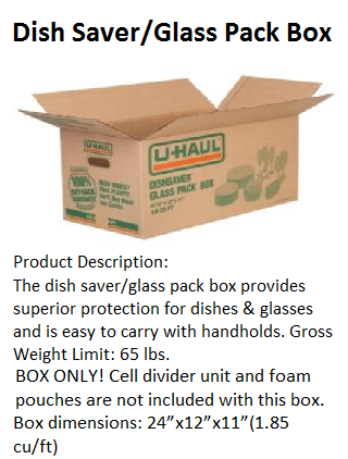 Dish Saver glass packing box